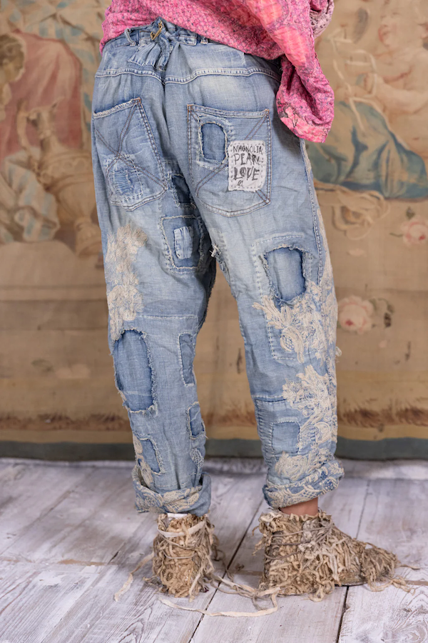 Lace Embroidered Miner Denims Pant 520