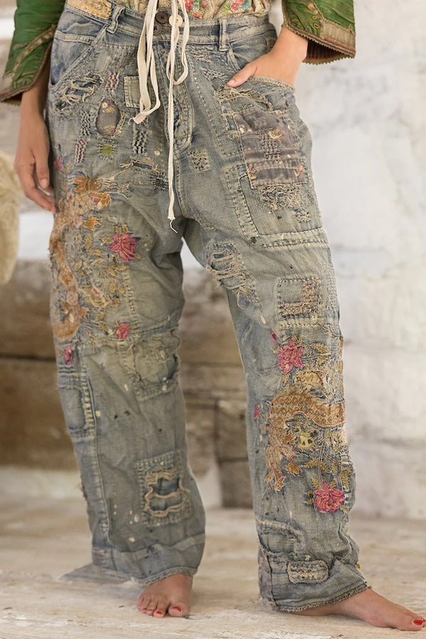 DRAGON EMBROIDERED PROVISION DENIMS - PANTS 660