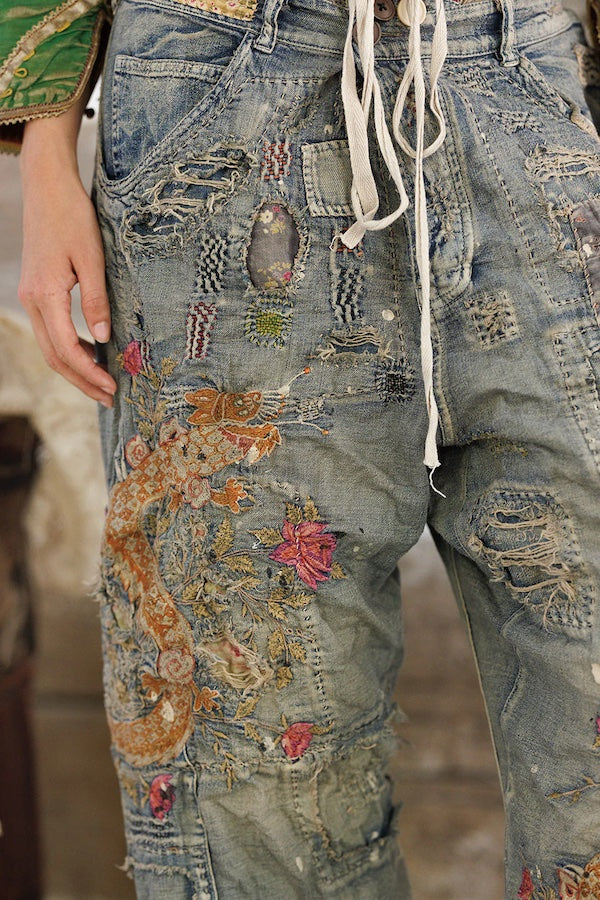 DRAGON EMBROIDERED PROVISION DENIMS - PANTS 660