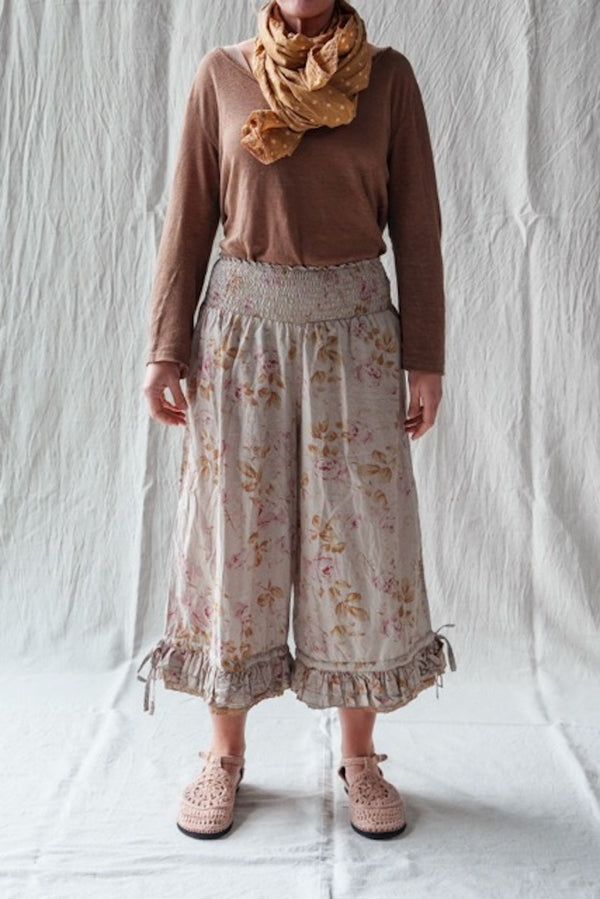 PANTS ROBERT - FLEURS SAUGE COTON