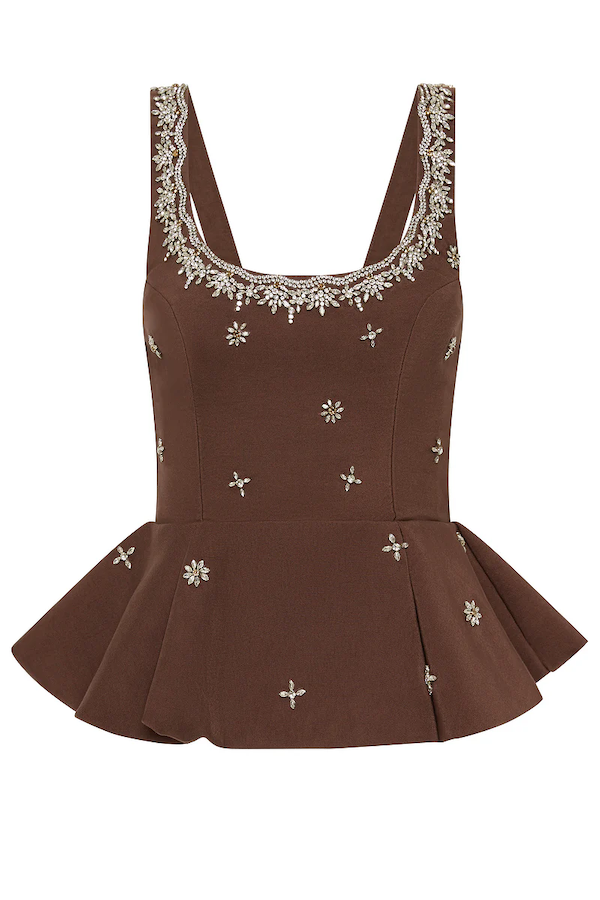 LOVE STRUCK CRYSTAL BUBBLE HEM BODICE TOP