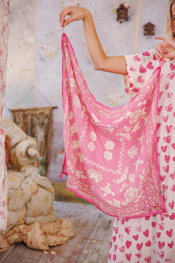 EMBROIDERED DRORI TASSEL SCARF - SCARF 223
