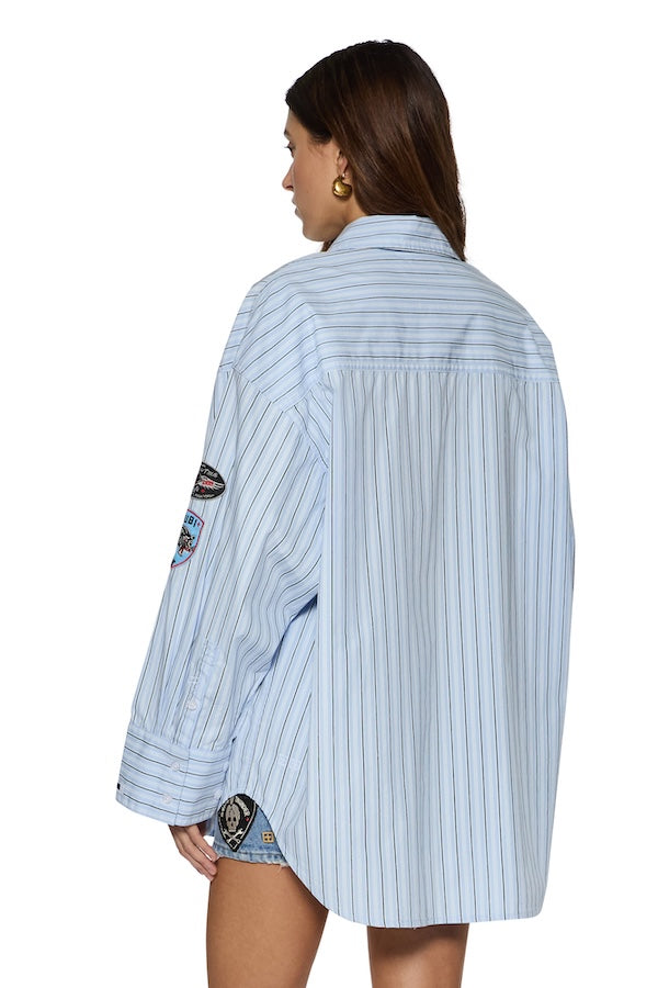 ASTRA LS SHIRT -BLUE STRIPE BADGE