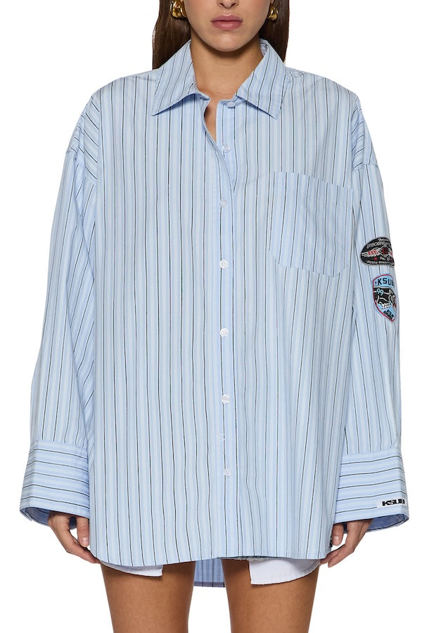 ASTRA LS SHIRT -BLUE STRIPE BADGE