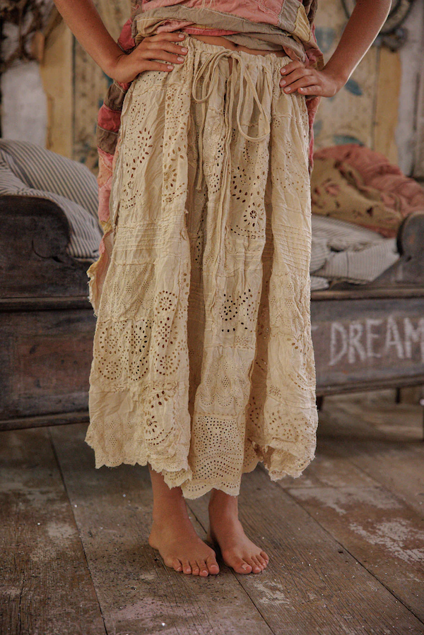 EYELET PATCHWORK PISSARRO SKIRT - SKIRT 237 SWAN
