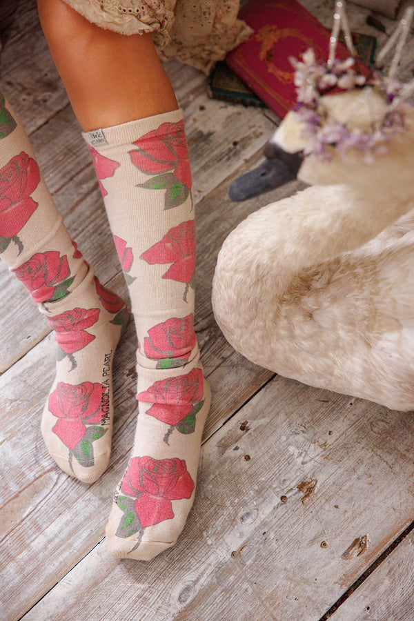 ALL FOR ROSES OTK SOCKS  - SOCKS 136 RED ROSES