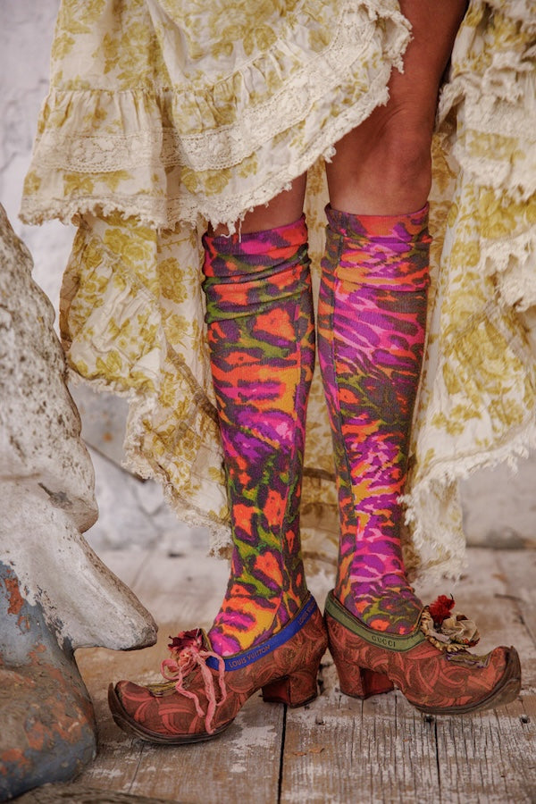 NEON LEOPARD OTK SOCKS - SOCKS 183 HAIRBAND