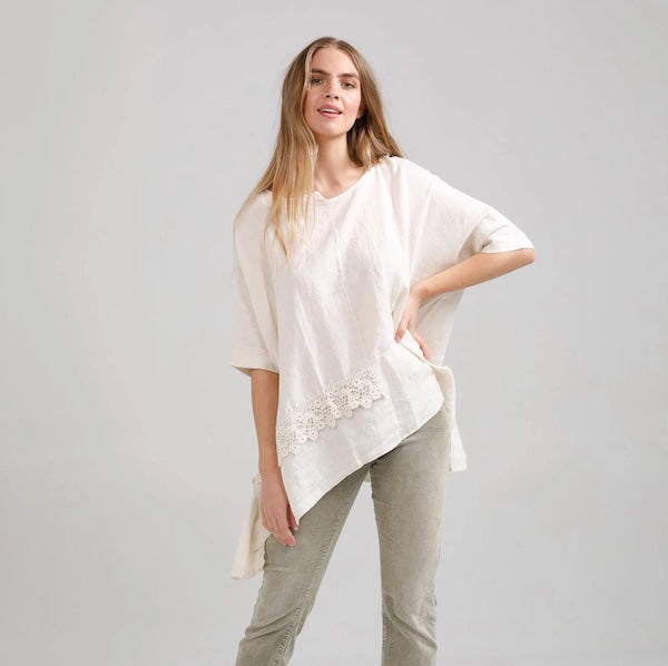 MISS SISTER ROSE CREAM TOP WITH LACE