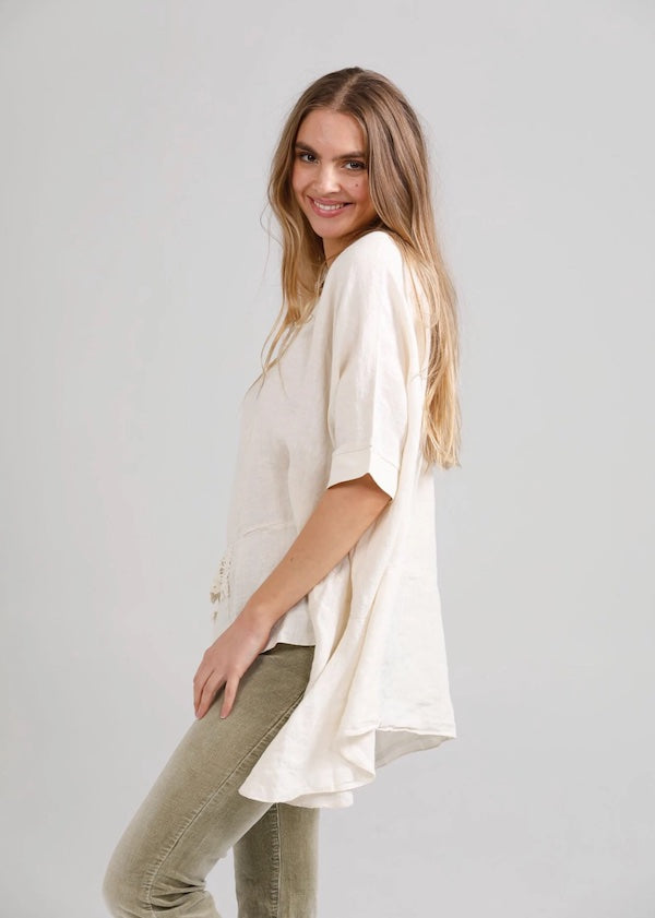 MISS SISTER ROSE CREAM TOP WITH LACE