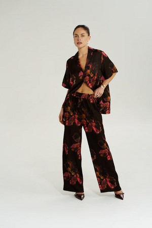 WIDE LEG PANT - CHOCOLAT PETALS