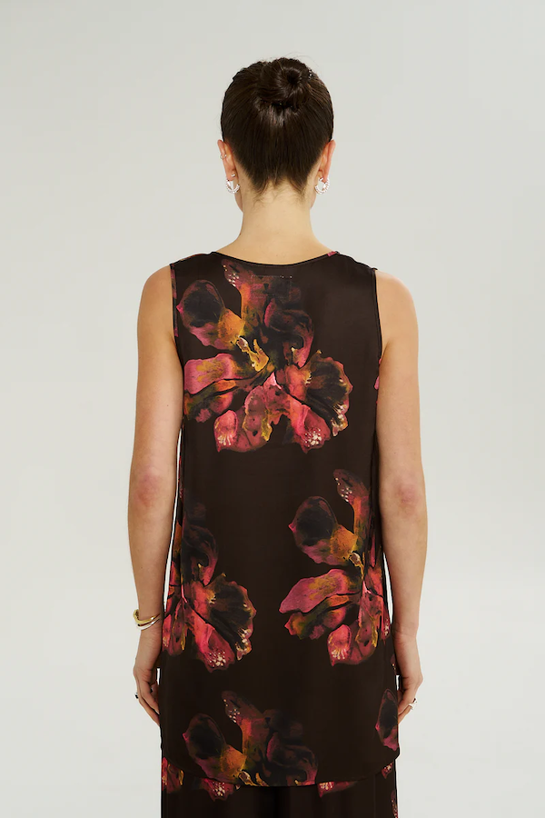 SCOOP NECK TANK - CHOCOLAT PETALS