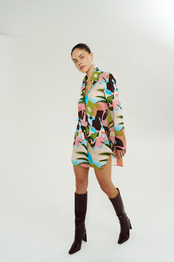 LS ASH SHIRT DRESS - WONDERLAND