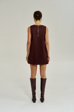 V NECK MINI DRESS - SYRAH