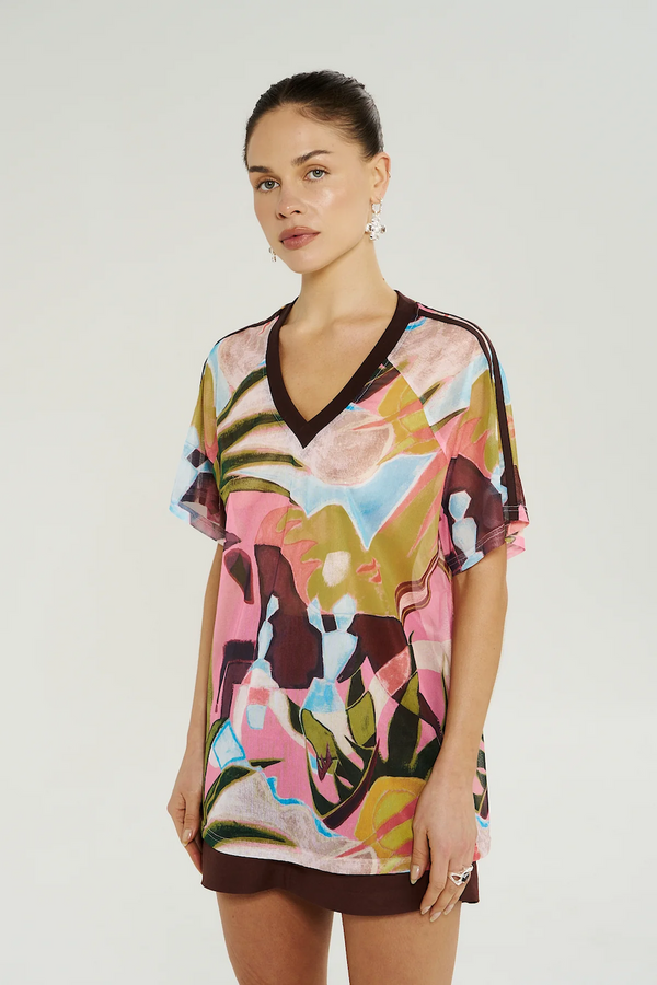 V NECK MESH TEE - WONDERLAND