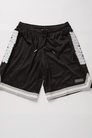 SIDE SCRIPT BBALL SHORTS - BLACK