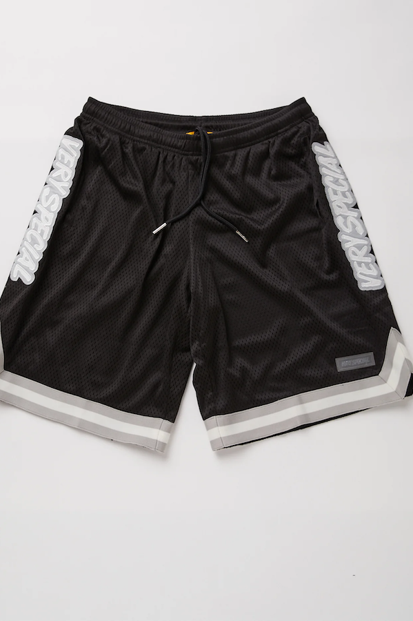 SIDE SCRIPT BBALL SHORTS - BLACK