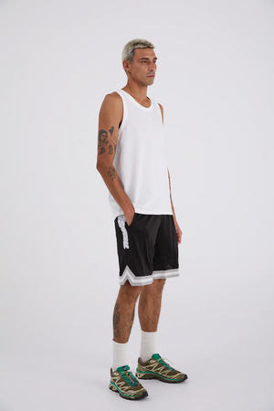 SIDE SCRIPT BBALL SHORTS - BLACK