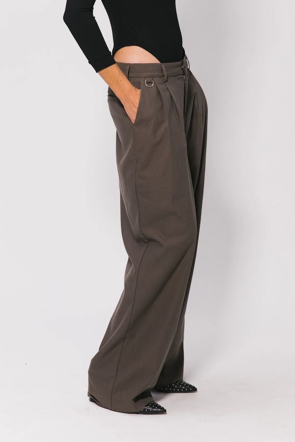 WESTWOOD PLEATED PANT - CHARCOAL