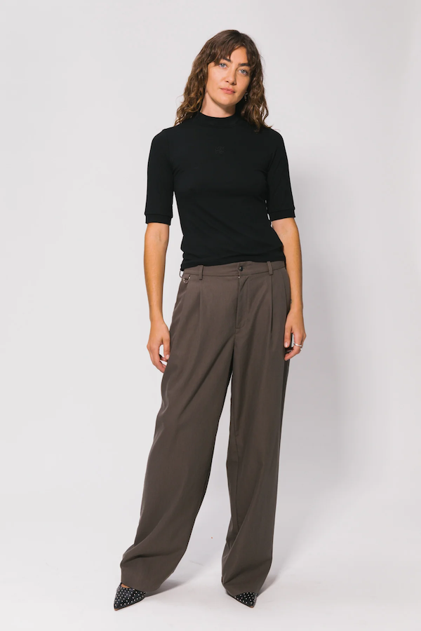WESTWOOD PLEATED PANT - CHARCOAL