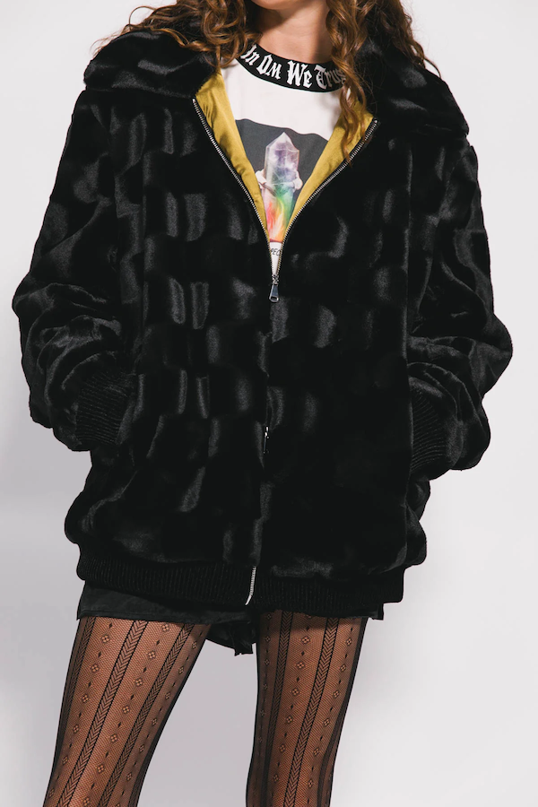 BOWIE FAUX FUR - BLACK