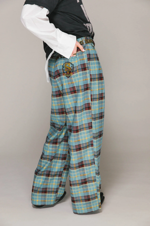 BLUE PLAID WESTWOOD PLEATED PANTS