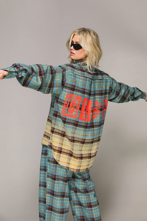 BLUE PLAID LS GRAFF SHIRT