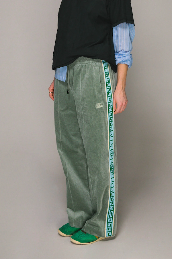 SEA FOAM CORD GEO TRACK PANT