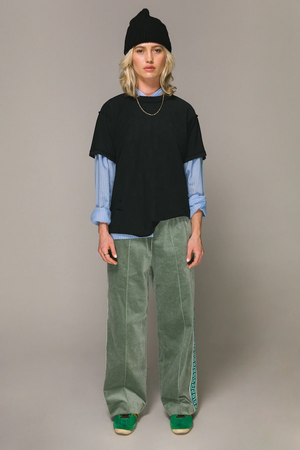 SEA FOAM CORD GEO TRACK PANT