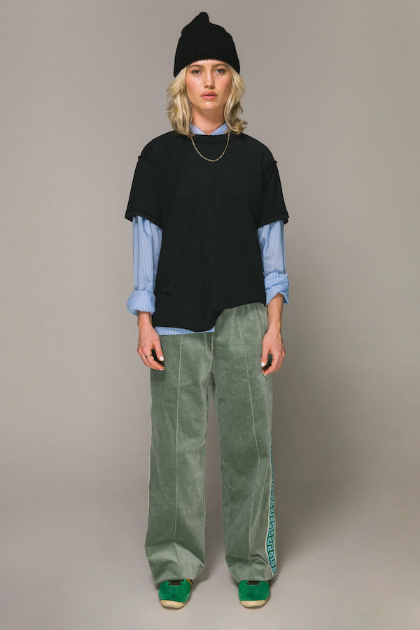 SEA FOAM CORD GEO TRACK PANT