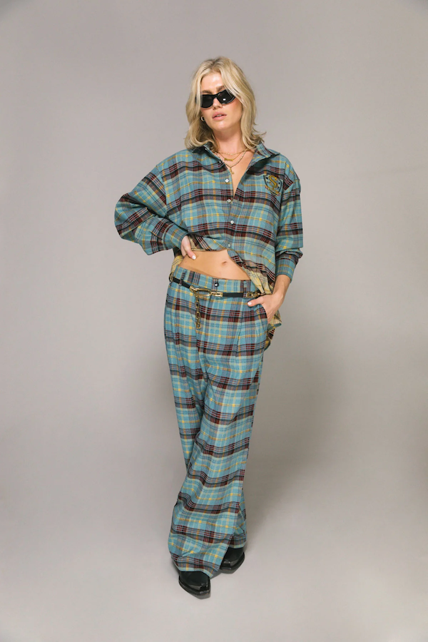 BLUE PLAID LS GRAFF SHIRT