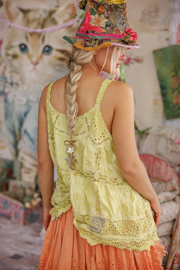 EYELET CLEMENTINE TANK - TANK 384 YUZU