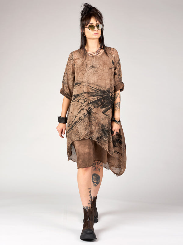 TISLA TUNIC DRESS - COPPER ALL OVER PRINT