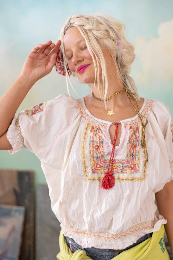 EMBROIDERED CHRISSY FOLK BLOUSE - TOP 2134