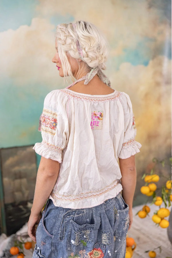 EMBROIDERED CHRISSY FOLK BLOUSE - TOP 2134