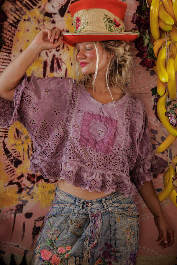 EYELET ROSEMARY BLOUSE - TOP 2215 PURPLE BOBA