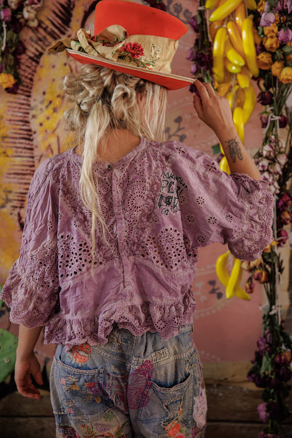 EYELET ROSEMARY BLOUSE - TOP 2215 PURPLE BOBA