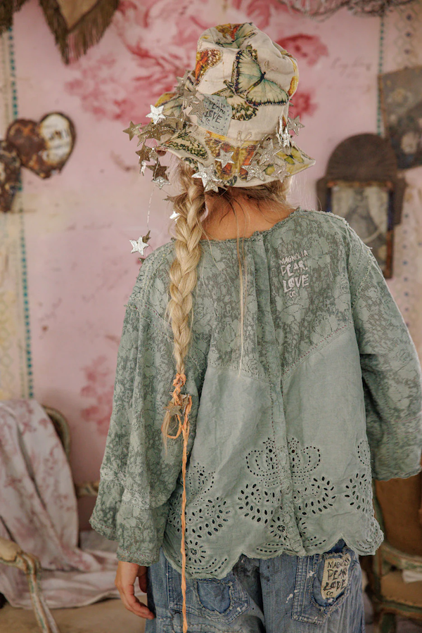 CROCHET JODI BLOUSE - TOP 2320 SEAFOAM GRAY