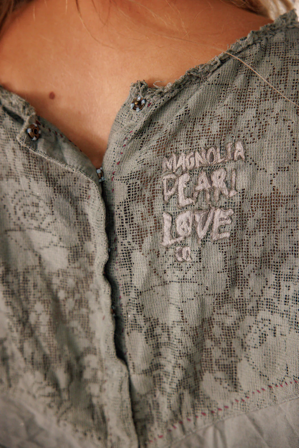 CROCHET JODI BLOUSE - TOP 2320 SEAFOAM GRAY