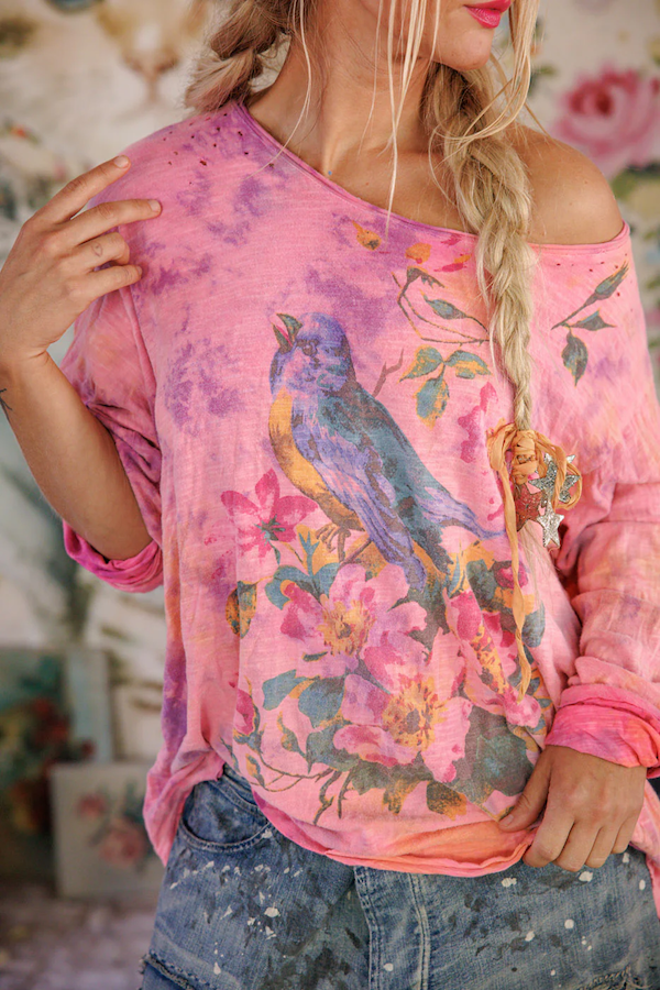 FLORAL ROBIN VIGGO TEE - TOP 2364