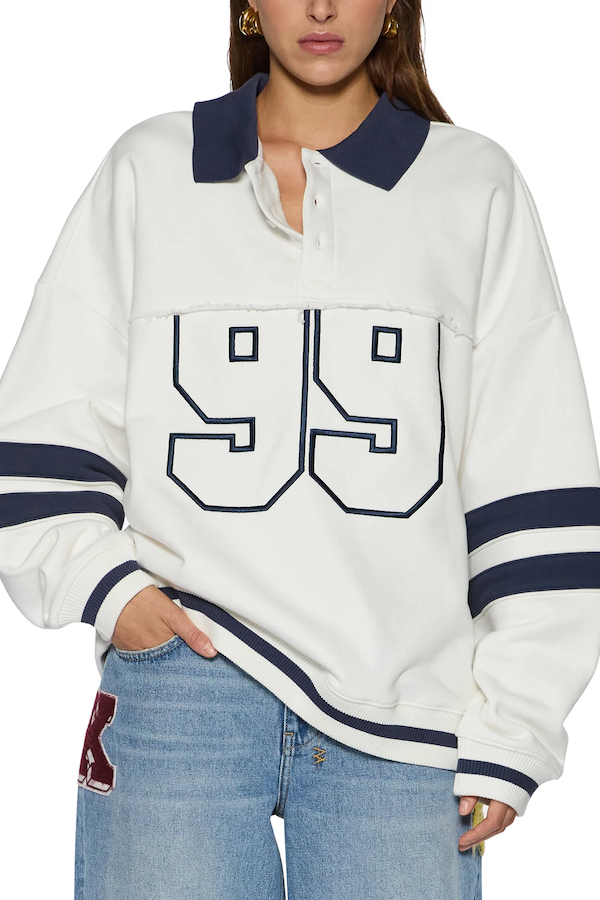 99 BOYFRIEND POLO SWEATSHIRT - VINTAGE WHITE
