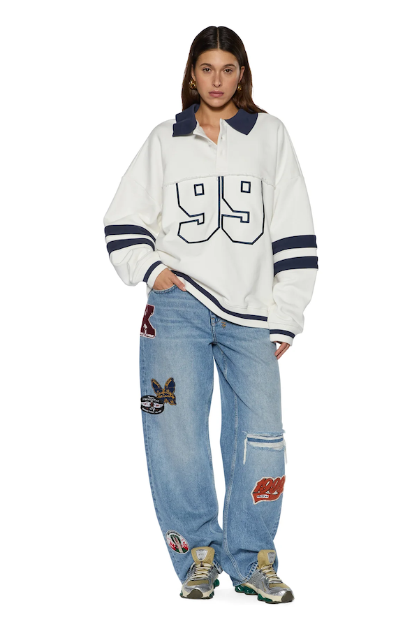 99 BOYFRIEND POLO SWEATSHIRT - VINTAGE WHITE