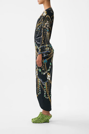 LONG SPLIT FRONT TWIST DRESS