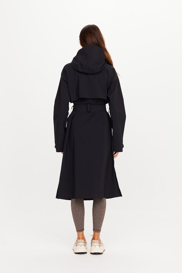 JAMES HOODED TRENCH COAT - BLACK