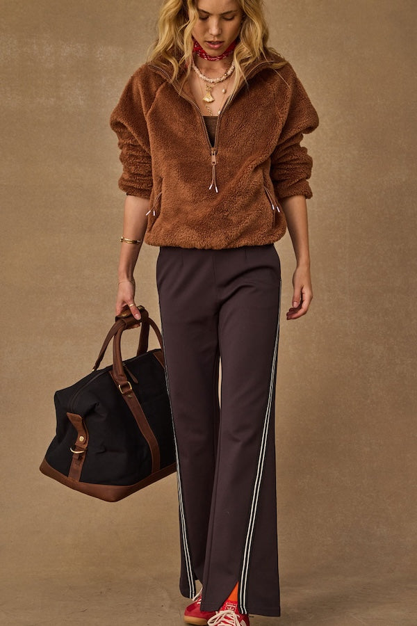 HARLOW FLEECE PULLOVER - WALNUT