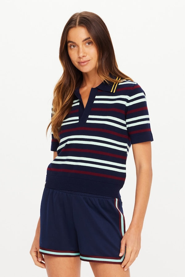 ARCHIE COLLARED KNIT POLO - STRIPE