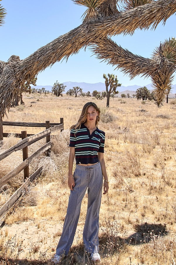 ARCHIE COLLARED KNIT POLO - STRIPE