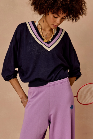 BONITA V NECK KNIT - NAVY