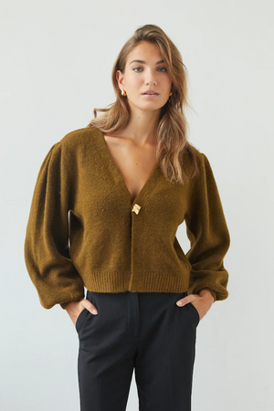 HOLLIE CARDIGAN - KHAKI
