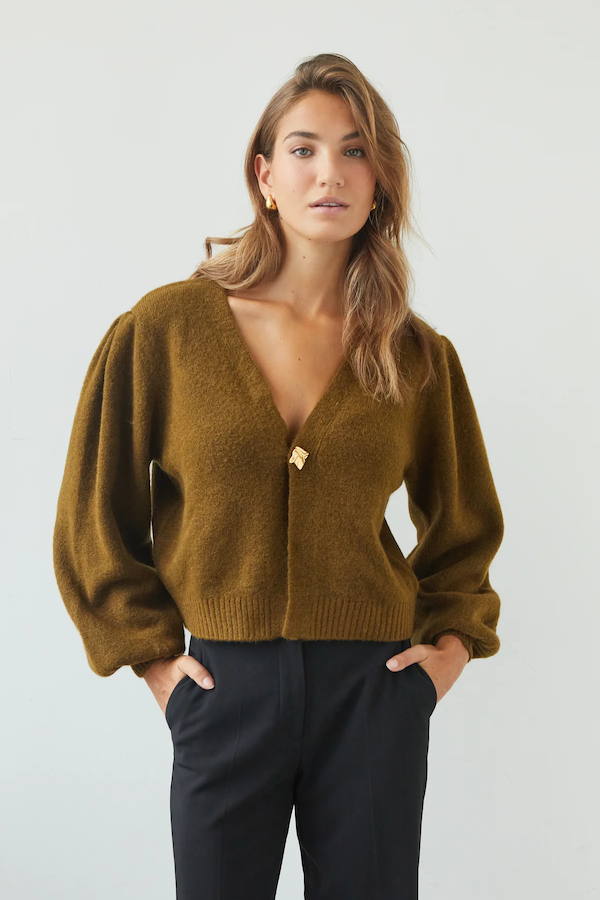 HOLLIE CARDIGAN - KHAKI