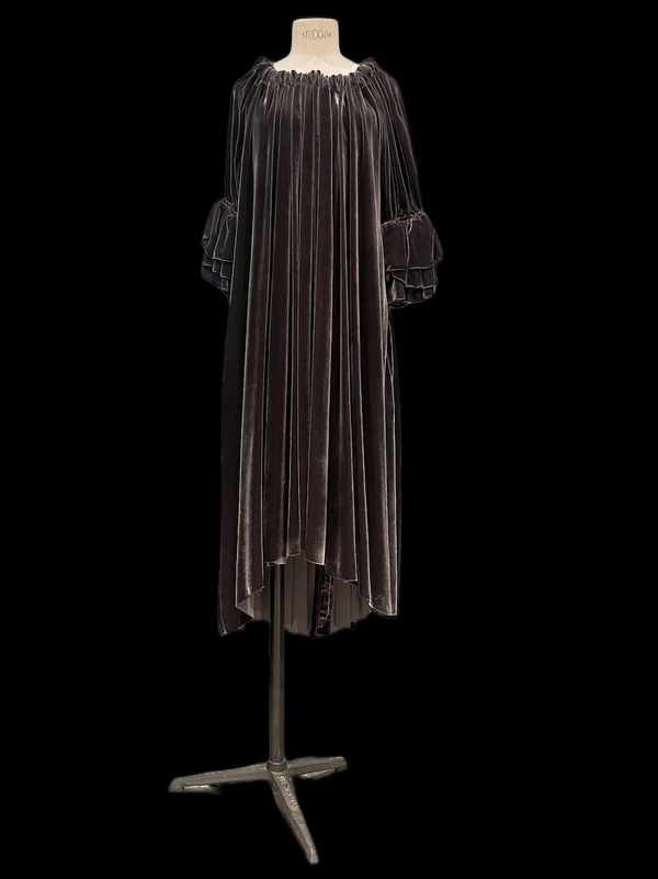 Button Back Dress / Duster (Silk Velvet) Mocca